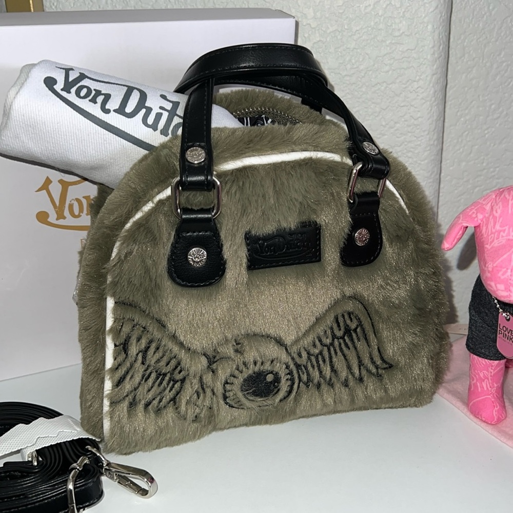 Von Dutch Olive Green Faux Fur Handbag